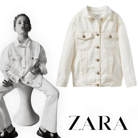 ZARA Kids | Ecru | OVERSIZED DENIM JACKET - Picture 1 of 5